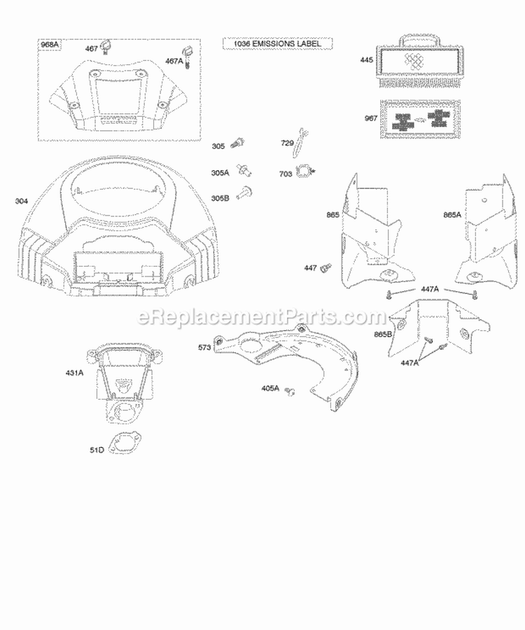 Air Cleaner Blower Housing Diagram and Parts List for 403677-0343-E1  Briggs and Stratton Engine